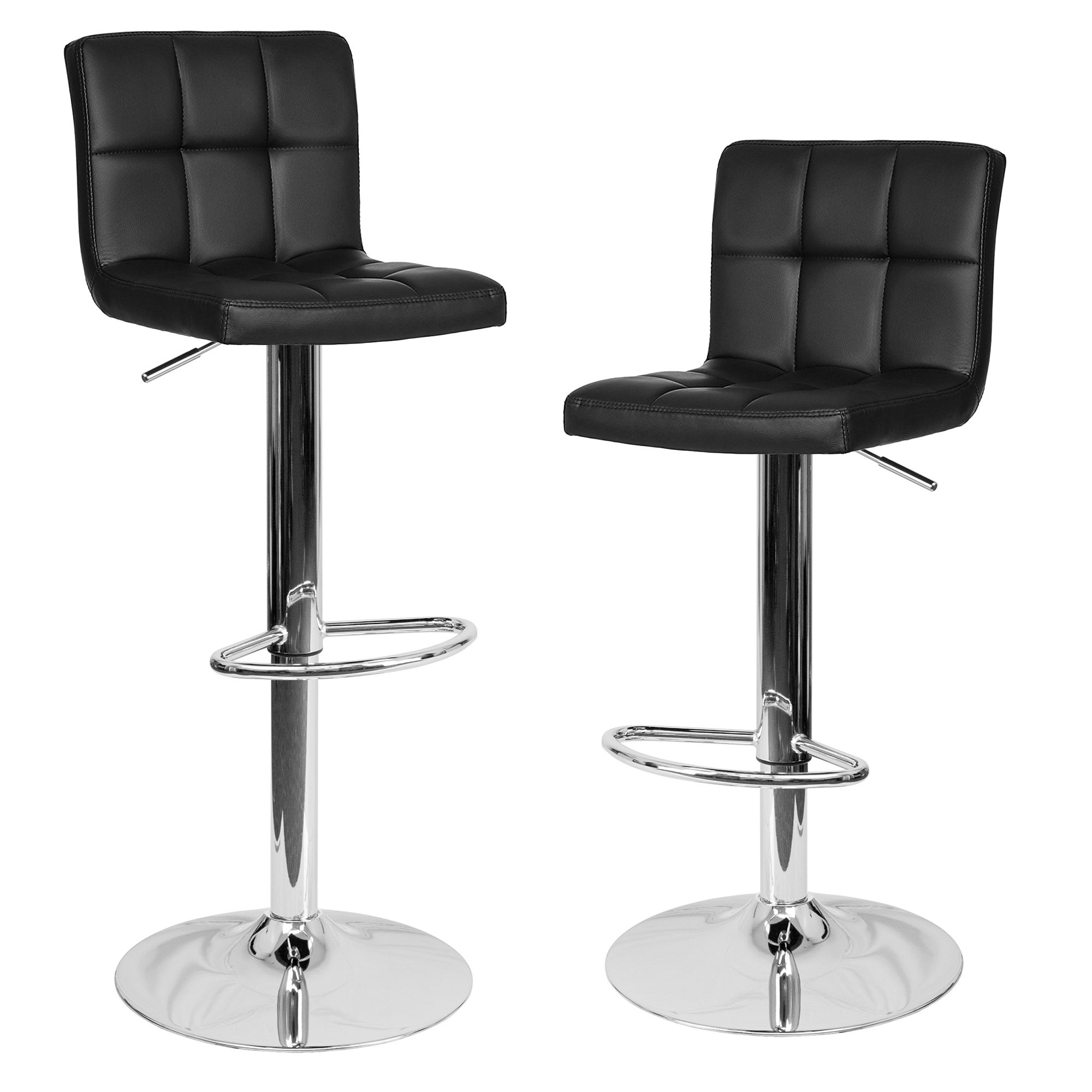 2 Sgabelli Smirne da Bar Cucina Sedia in Ecopelle con Schienale Alto, Sgabello Girevole Ed Altezza Regolabile con Poggiapiedi per Casa, Design Elegante Moderno