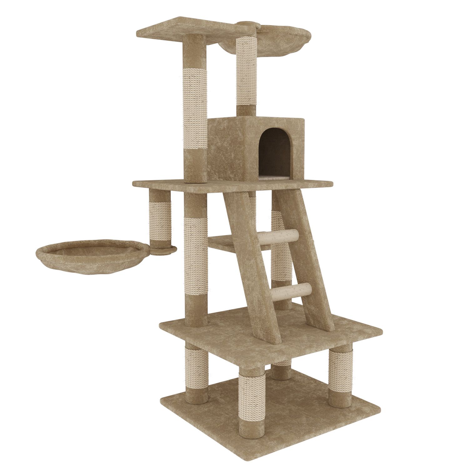 Albero per Gatto con Graffiatoio Cuccia Giocattolo Tiragraffi in Sisal