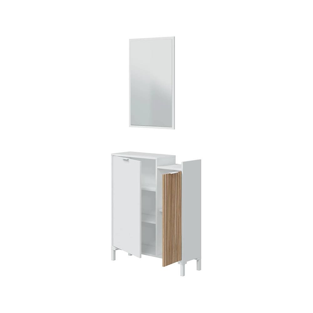 Mobile Da Ingresso Corridoio Con Specchio Set Casa Salvaspazio Entratina Con Ripiani Per Scarpe Chiavi Accessori In Legno Design Moderno Arredo Arredamento