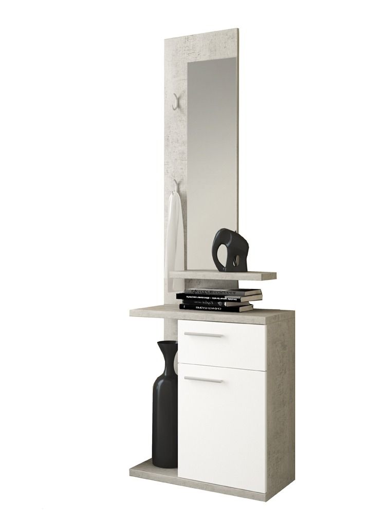 Mobile Ingresso Mobiletto Consolle Salvaspazio Con Specchio Cassetto 3 Ripiani E Anta Design Moderno Ingresso Corridoio Resistente E Compatto