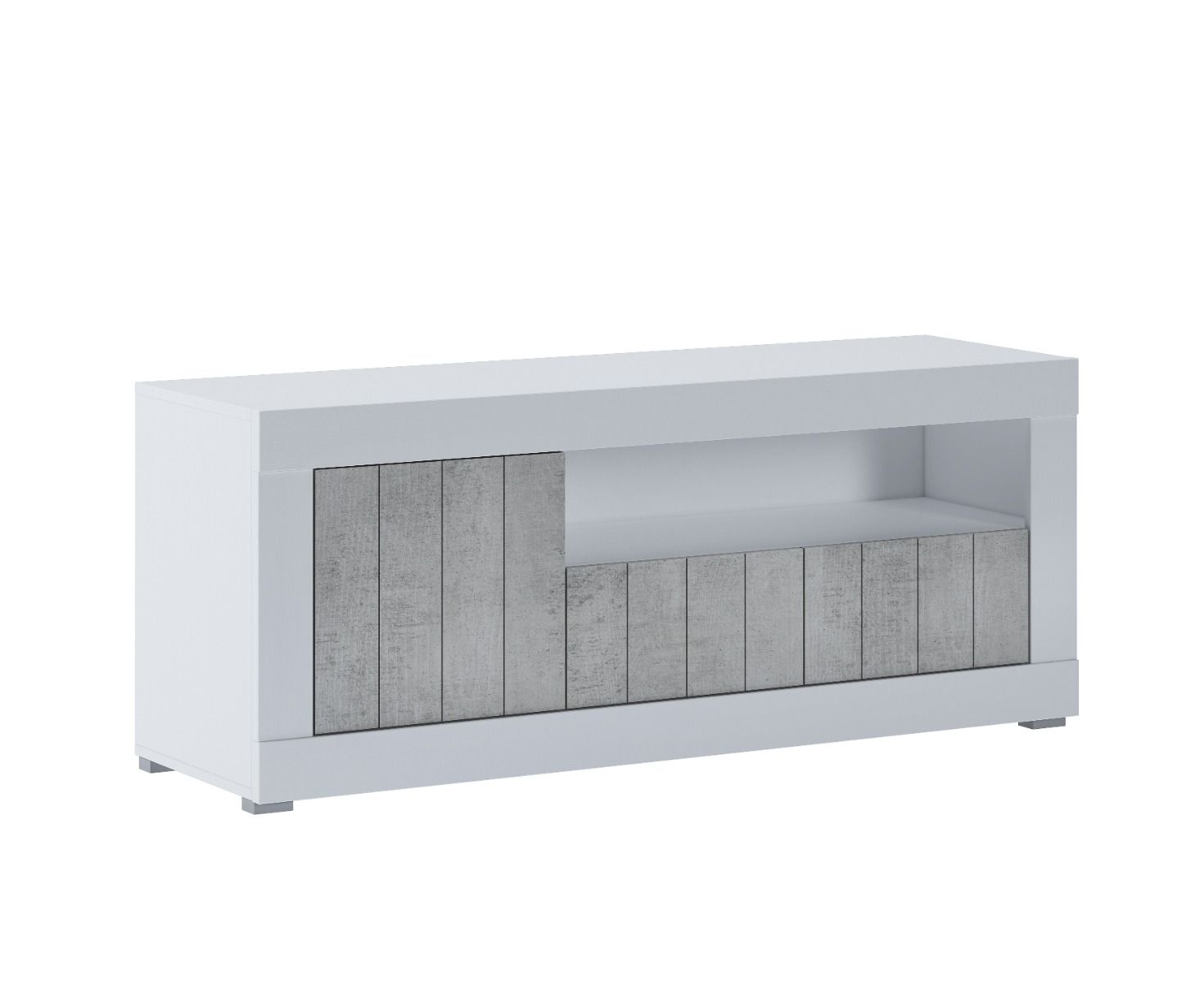 Mobile TV Basso Con Anta Laterale E A Ribalta Vano A Giorno Ripiani Mensole Interne Design Moderno Senza Maniglie Soggiorno Living Salotto