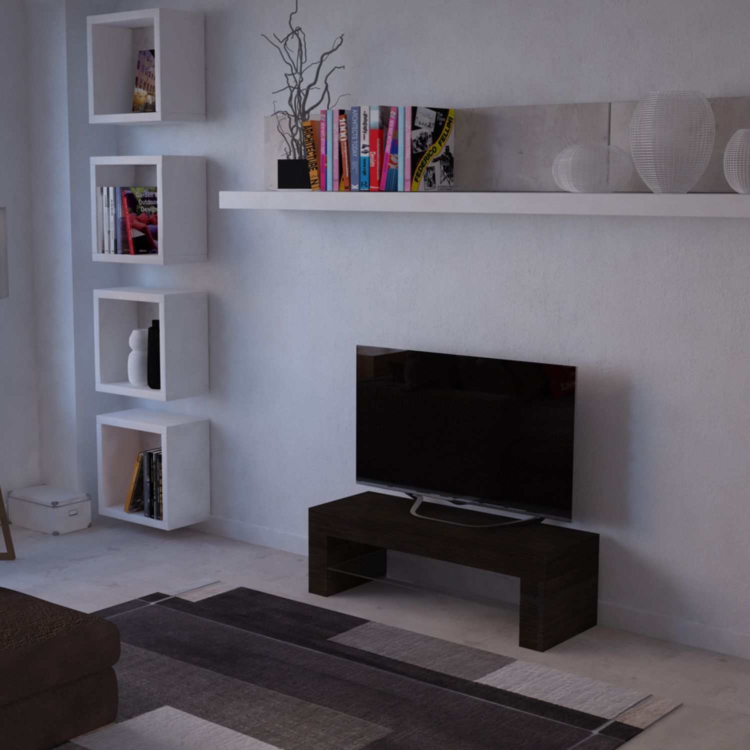 Mobile salotto soggiorno ripiano vetro televisione