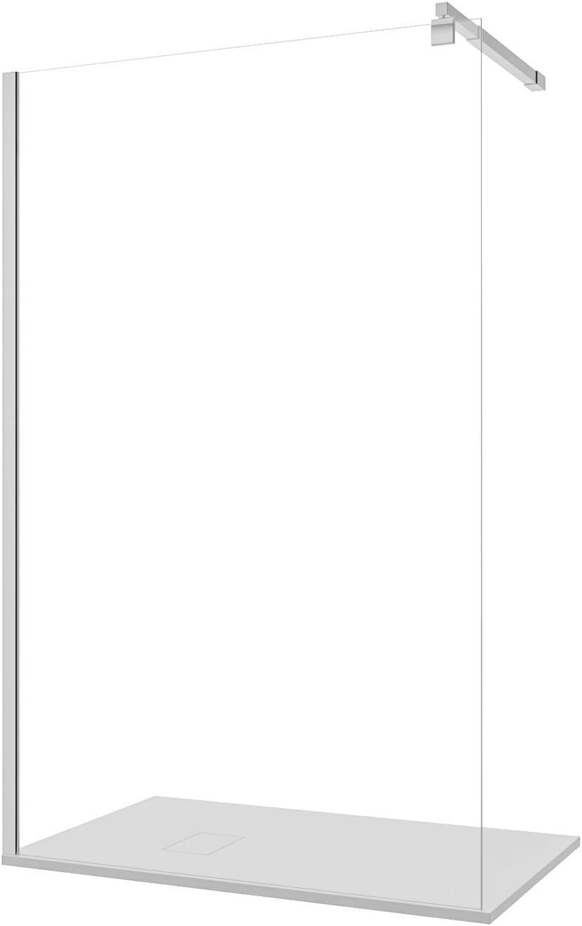 Parete Doccia Fissa Walk In Cabina Bagno Con Con Stabilizzatrice Anta Cristallo Temperato Reversibile Profilo Muro Alluminio Anodizzato Colusa