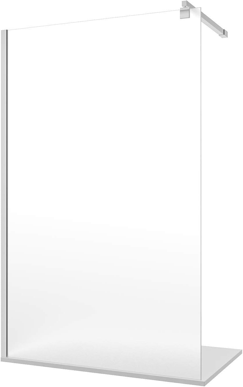 Parete Doccia Fissa Walk In Cristallo Temperato Satinato Reversibile Cabina Bagno Con Con Stabilizzatrice Anta Profilo Muro Alluminio Anodizzato