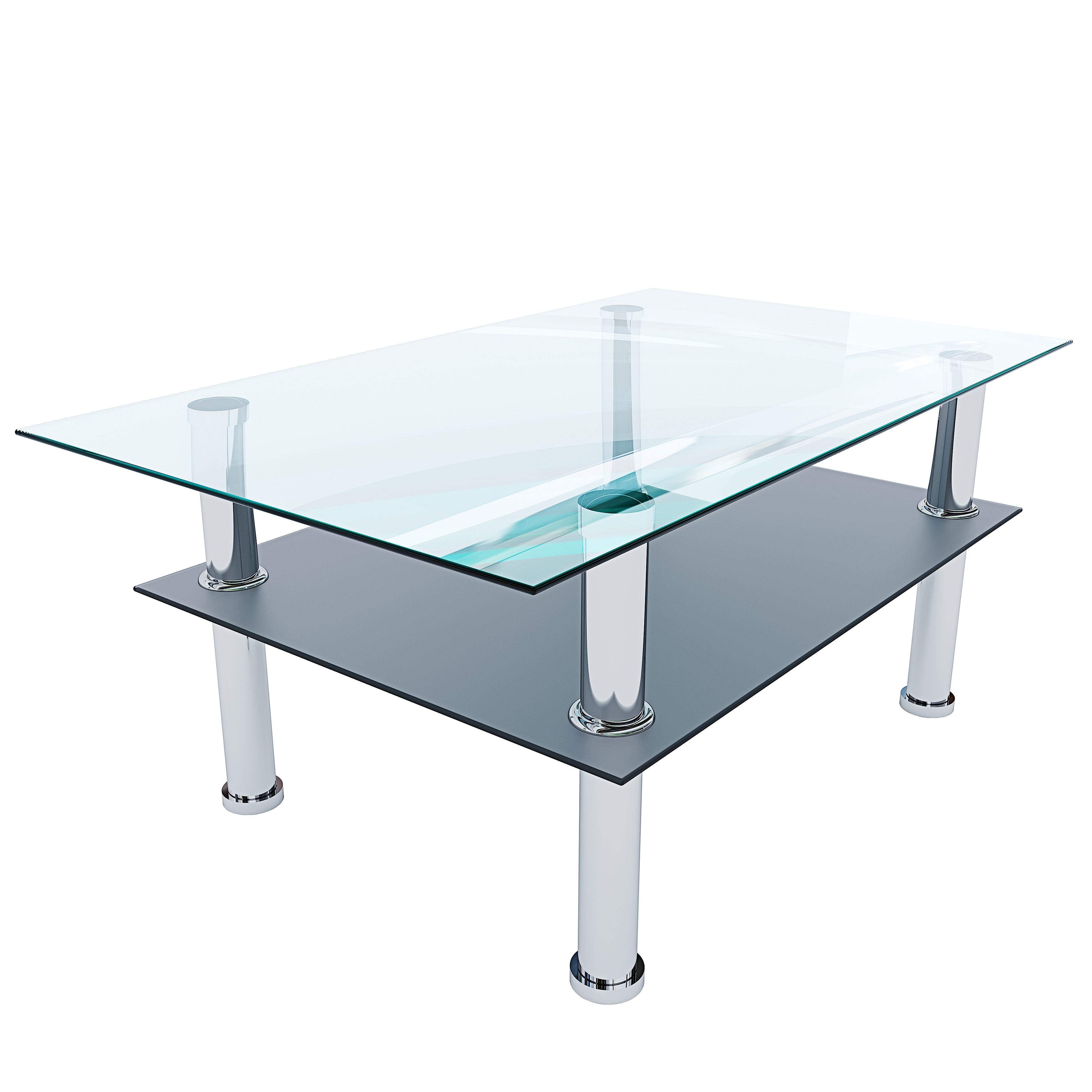 Tavolino Rettangolare Da Salotto In Vetro Con Ripiano E Gambe in Metallo Cromato Per Soggiorno Salone Sala Da Pranzo Tavolo Da Caffè Design Moderno Ed Elegante